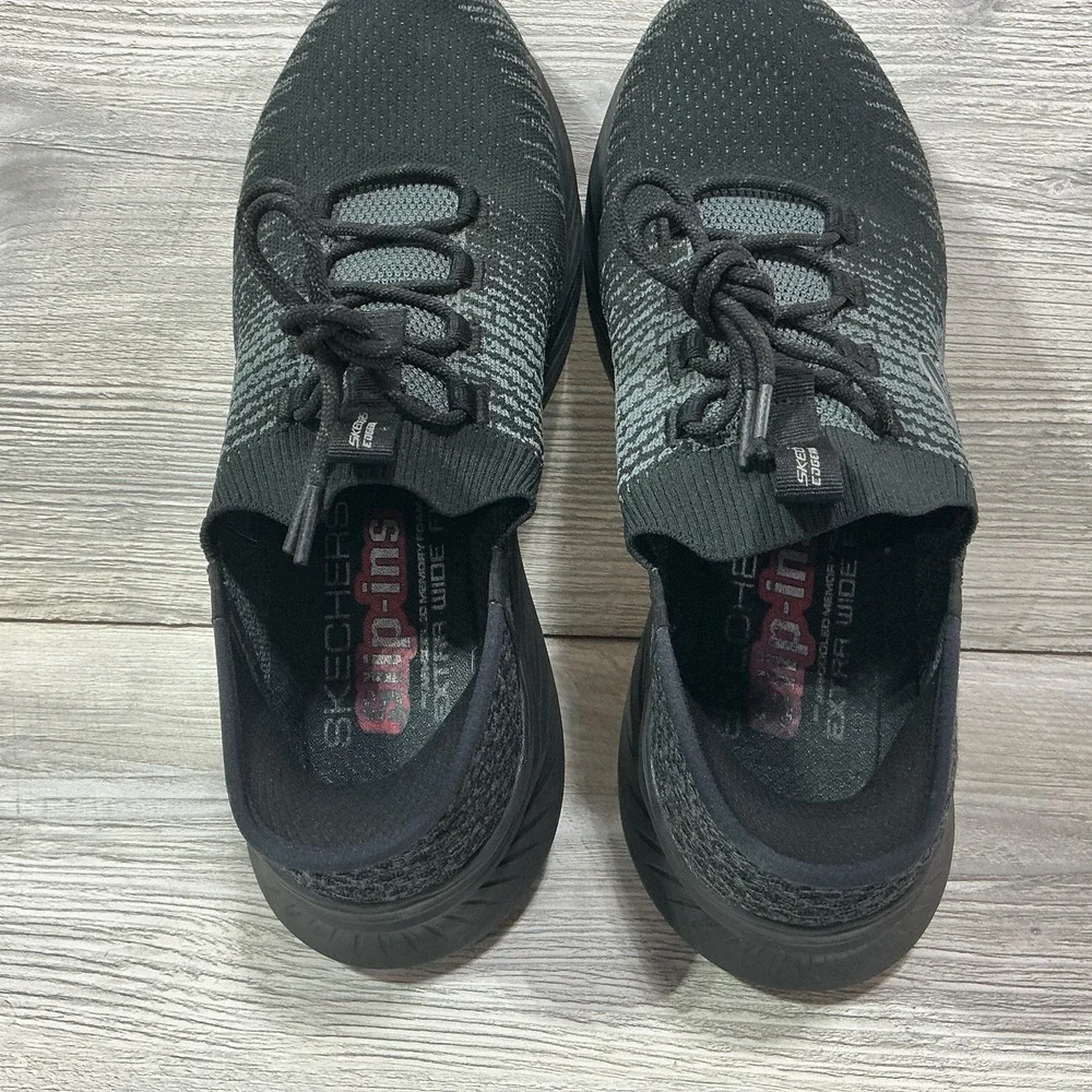 Skechers Slip-ins Edgeride Mens 10 Extra Wide Black Grey Sneakers 232932WW BBK